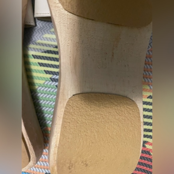 MNG Cream Asymmetric Leather Wood-Style Square Toe Slide Sandal Sz EUR 38 US 7.5 - Picture 5 of 16